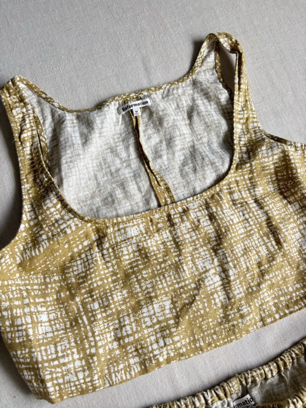 Reformation Amir Linen Two Piece Set Yellow Top and Maxi Skirt Size M - Picture 4 of 12